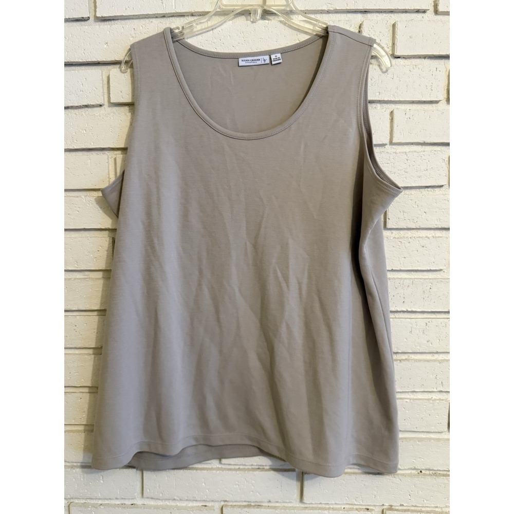 Susan Graver Essentials Ponte Knit Tank Top Tan Size 1X